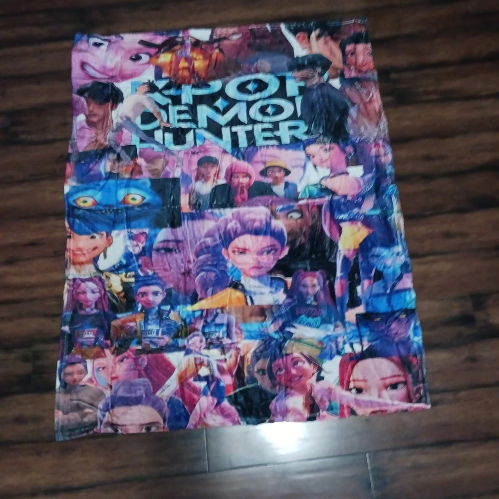 K-Pop Demon Hunters Netflix Animated Movie Collage Fleece Throw Blanket 50x40